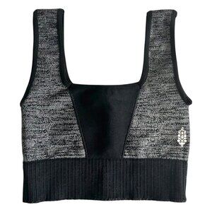 Free People Movement Good Karma Square Neck Sports Bra | Space Dye Black | XS/S